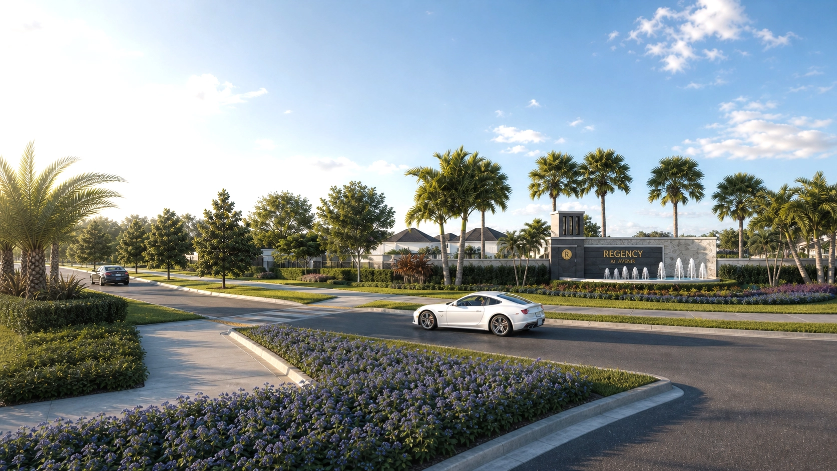 Luxury neighborhood entry sign visualization