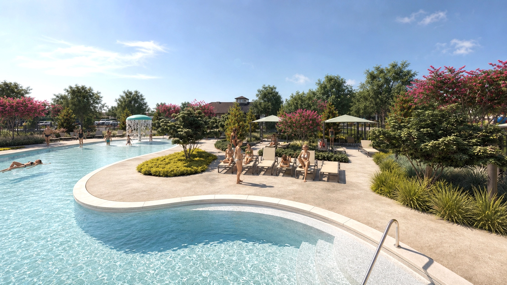 Residential pool amenity architectural visualization